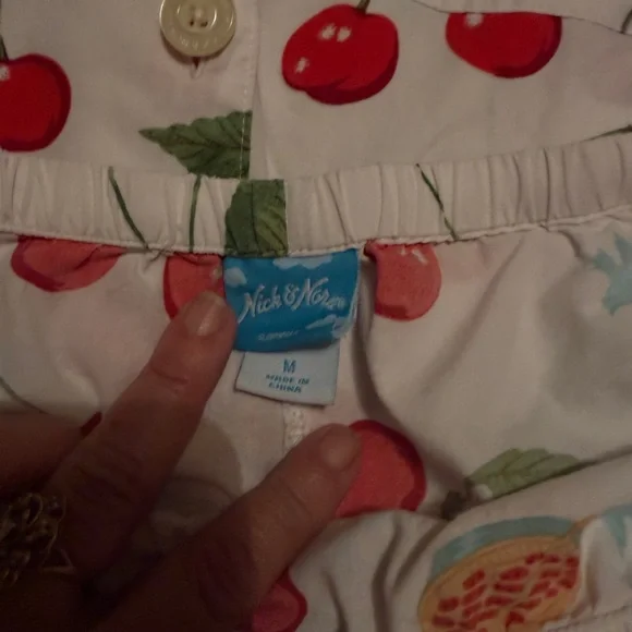 Nick & Nora White Button-Up with Red Cherry Print - Picture 7 of 8